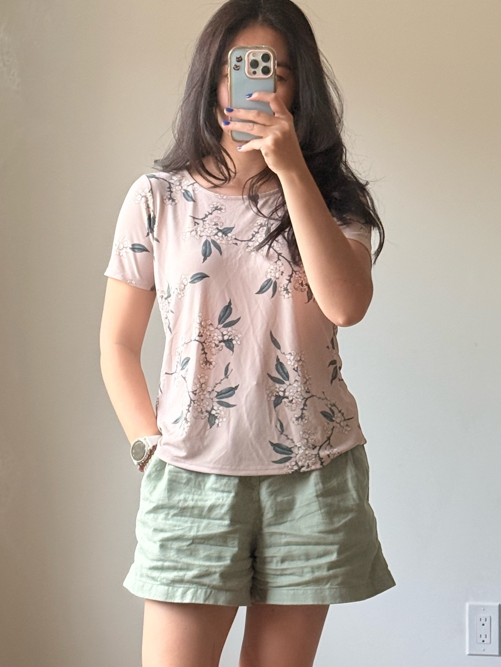 Dynamite Floral Short-Sleeve Tee in Blush Pink - small